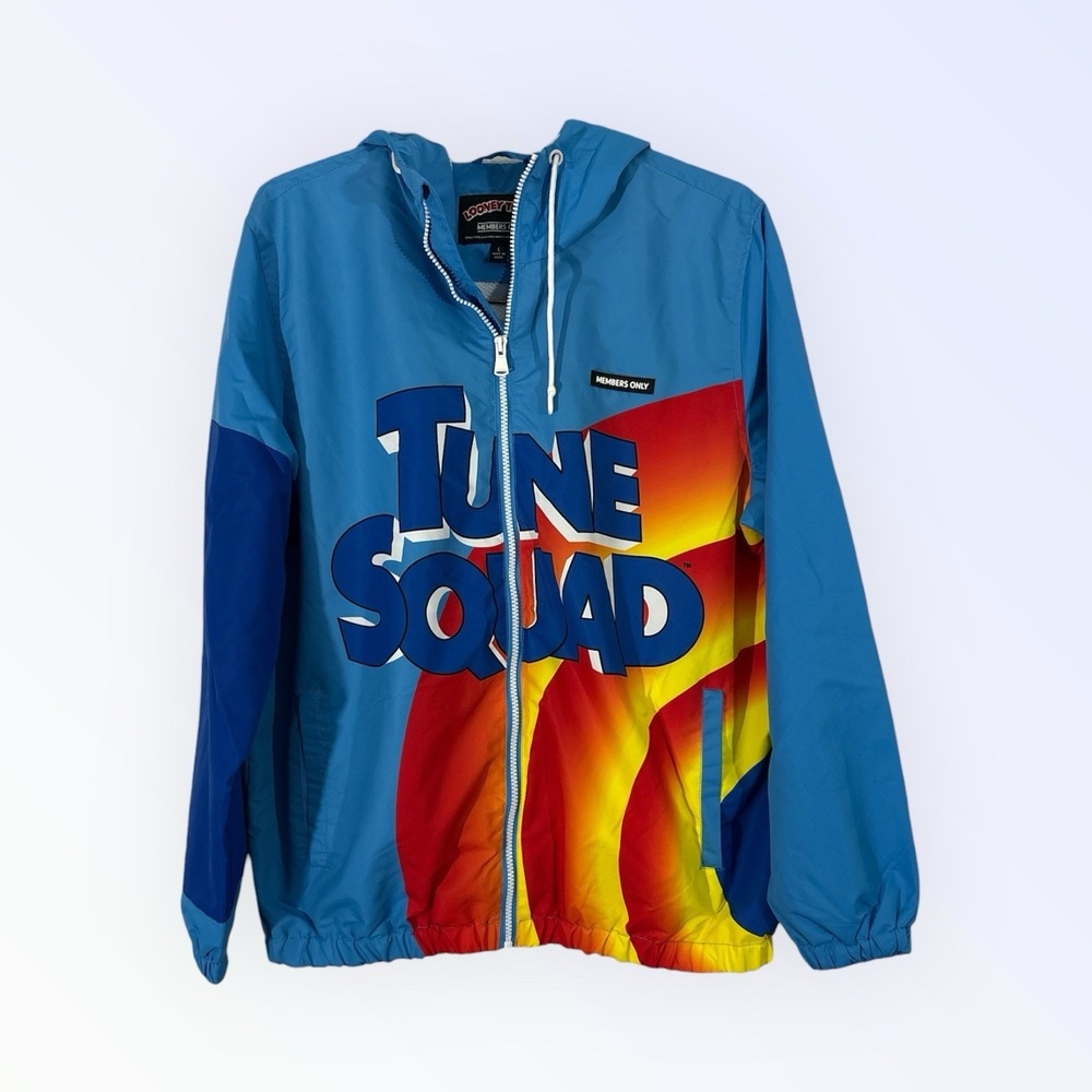 Members Only LOONEY TUNES Tune Squad Jacket Lightweight Zip Up Hooded Sz L